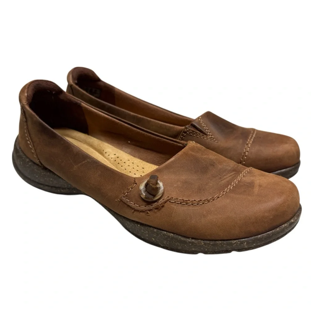 Clarks Roseville Sky Brown Leather Slip-On Loafers Shoes Womens 8 career office - Picture 15 of 15